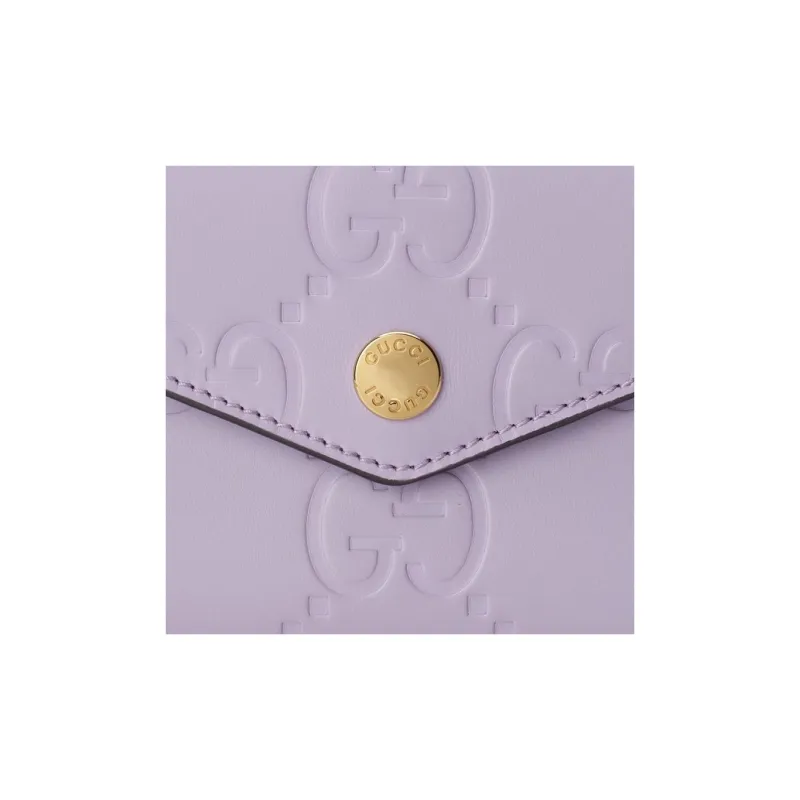 GUCCI Leather Wallet Medium Size Women's Light Purple-6