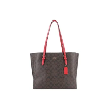 COACH Mollie PVC Tote Bag Shopping Bag Shoulder Bags Large Size Women's Dark Brown