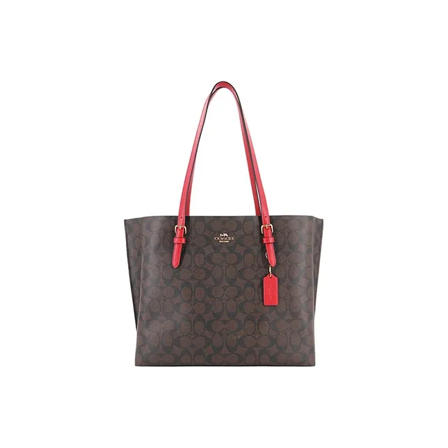 COACH Mollie PVC Tote Bag Shopping Bag Shoulder Bags Large Size Women's Dark Brown-0