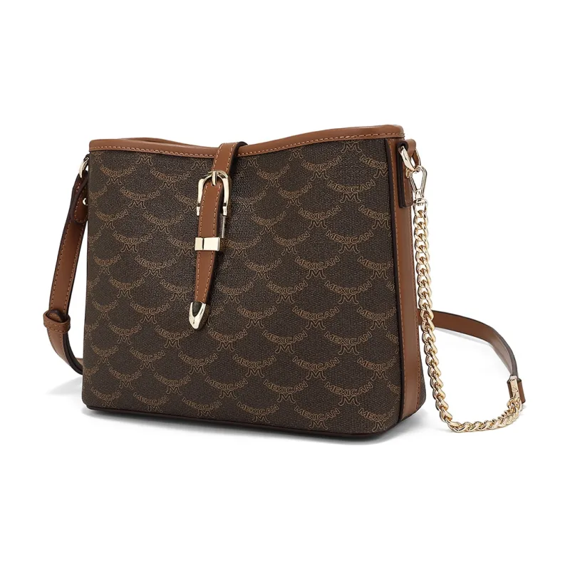 MEXICAN Polyurethane Shoulder Bag Regular Women's Mocha Coffee/Khaki Apricot/Elegant White-1