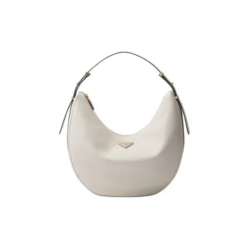PRADA Leather Hobo Bag Handbag Shoulder Bag Large Size Women's White