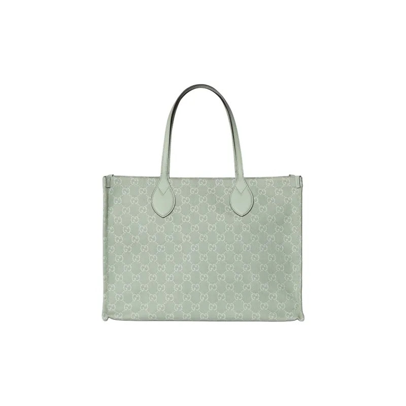 GUCCI Ophidia Denim With Leather Tote Bag Shopping Bag Handbag Medium Size Women's Light Green-5