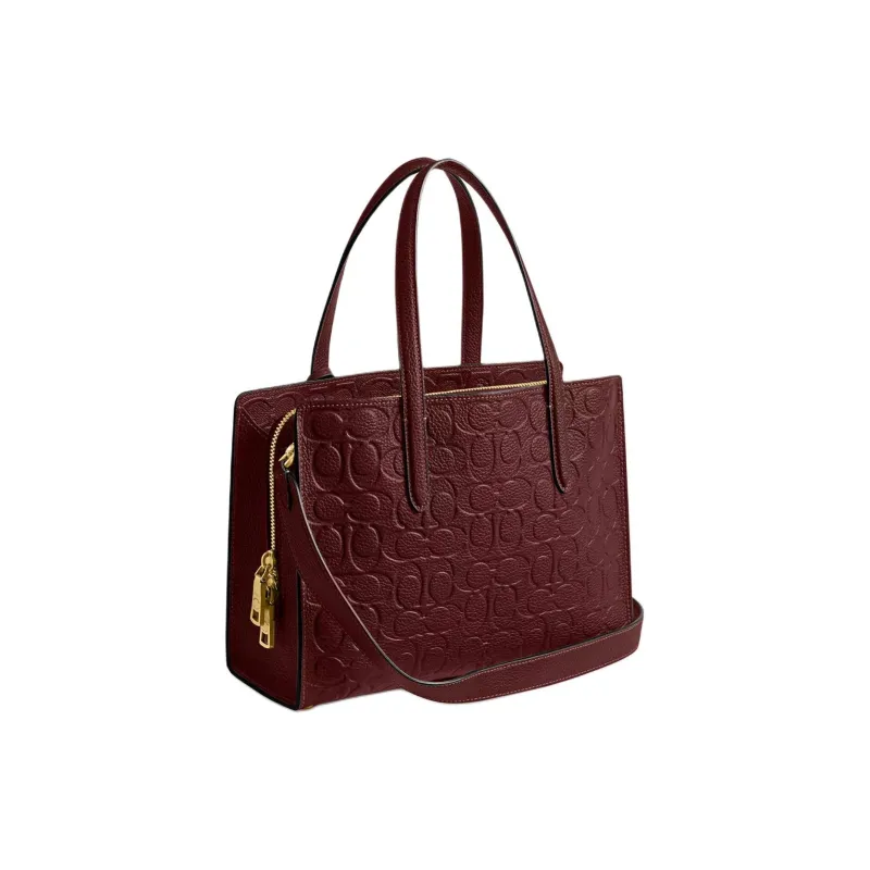 COACH Carter Grain Leather One Shoulder Handbag Large Size Women's Burgundy-2