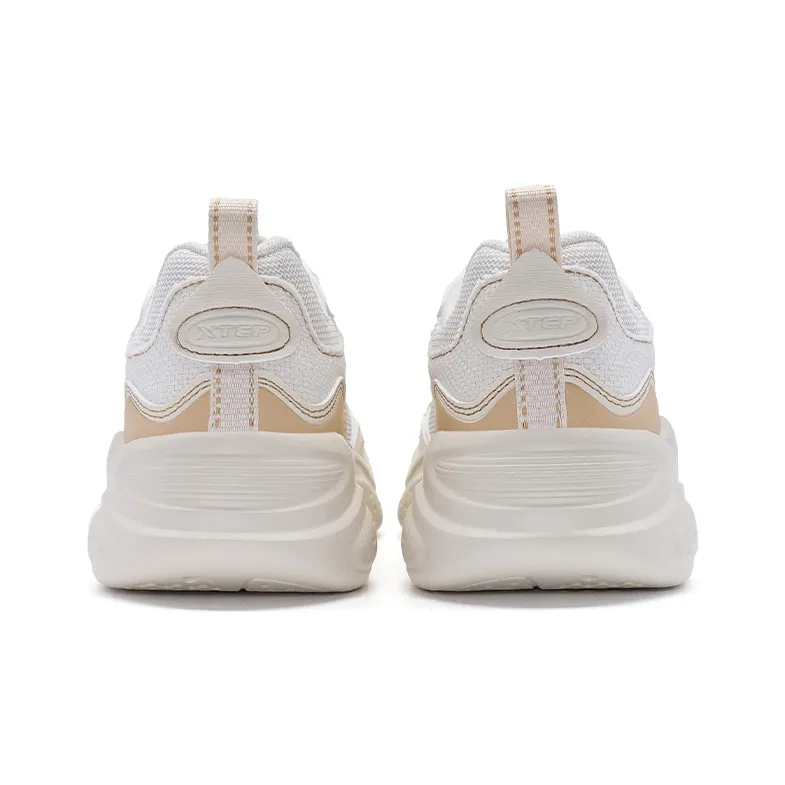 XTEP Casual Shoes Women's Low Top White Sand Gray/Paper Brown-3