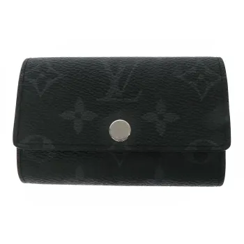 LOUIS VUITTON Coated Canvas With Leather Trim Canvas Bag Key Pouch Regular Men's Black