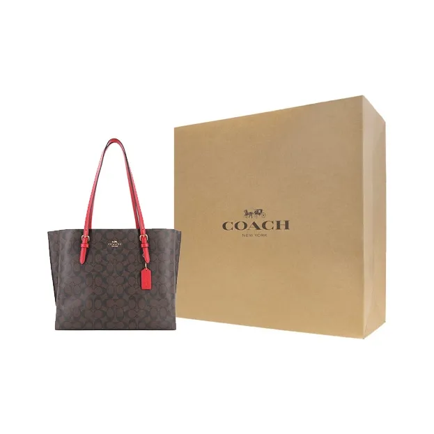 COACH Mollie PVC Tote Bag Shopping Bag Shoulder Bags Large Size Women's Dark Brown-7