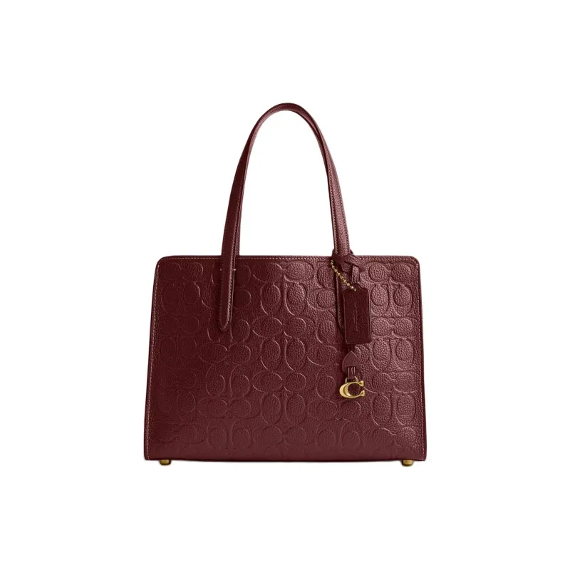 COACH Carter Grain Leather One Shoulder Handbag Large Size Women's Burgundy-0
