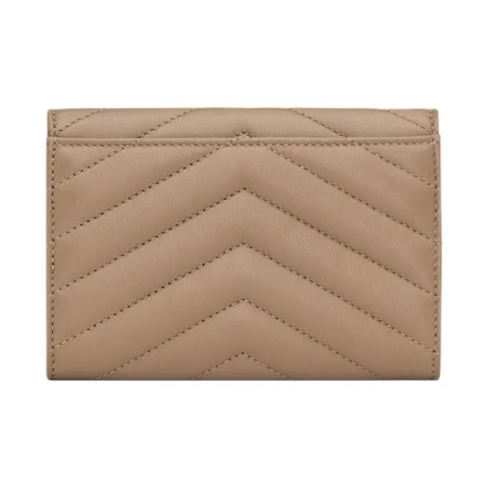 SAINT LAURENT CASSANDRE Lambskin Wallet Women's Dusty Gray-2
