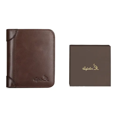 AUGTARLION Cow Leather Wallet Regular Men's Coffee/Khaki