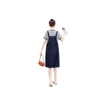 Cypress House Short-Sleeved Dresses Women's Light Gray On Top Dark Blue On Bottom