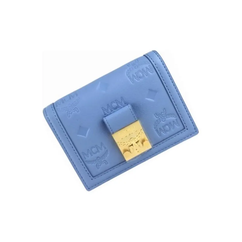 MCM Leather Wallet Mini Women's Blue-1