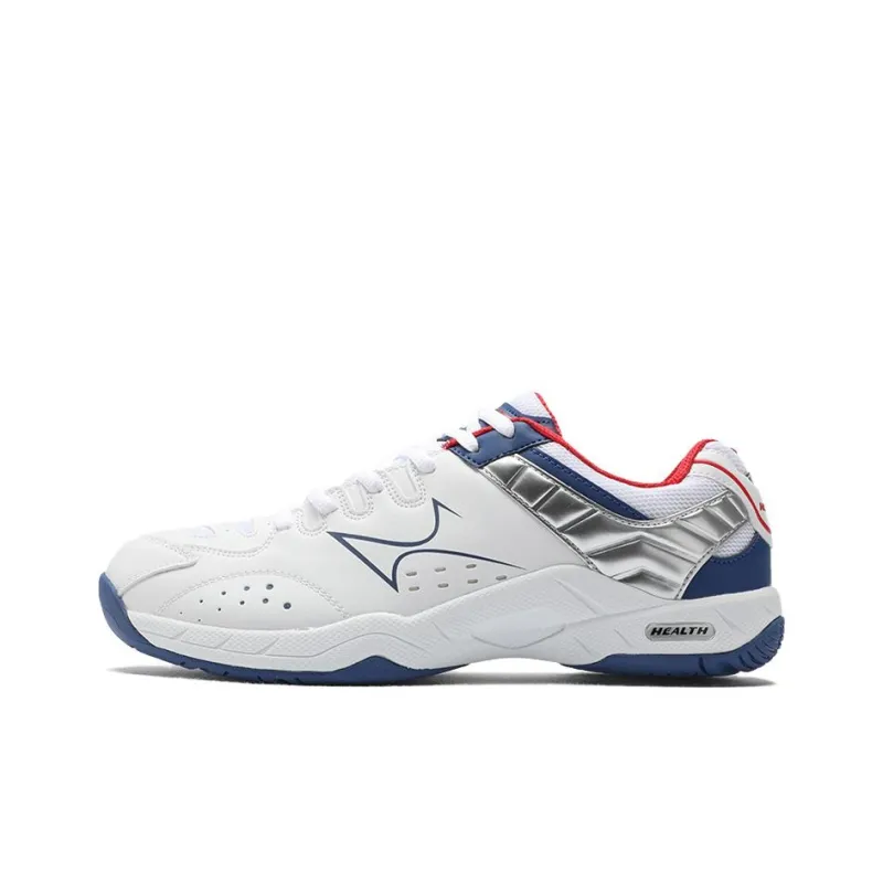HEALTH Cushioning Wear Resistant Low Top Badminton Shoes Unisex White Blue-0