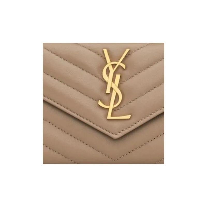 SAINT LAURENT CASSANDRE Lambskin Wallet Women's Dusty Gray-4