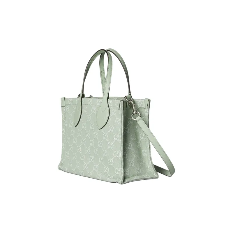 GUCCI Ophidia Denim With Leather Tote Bag Shopping Bag Handbag Medium Size Women's Light Green-3
