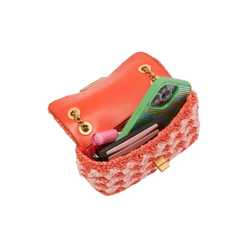 Kate Spade Evelyn Hookwoven Raffia Shoulder Bag Crossbody Bag Small Size Women's Red-4