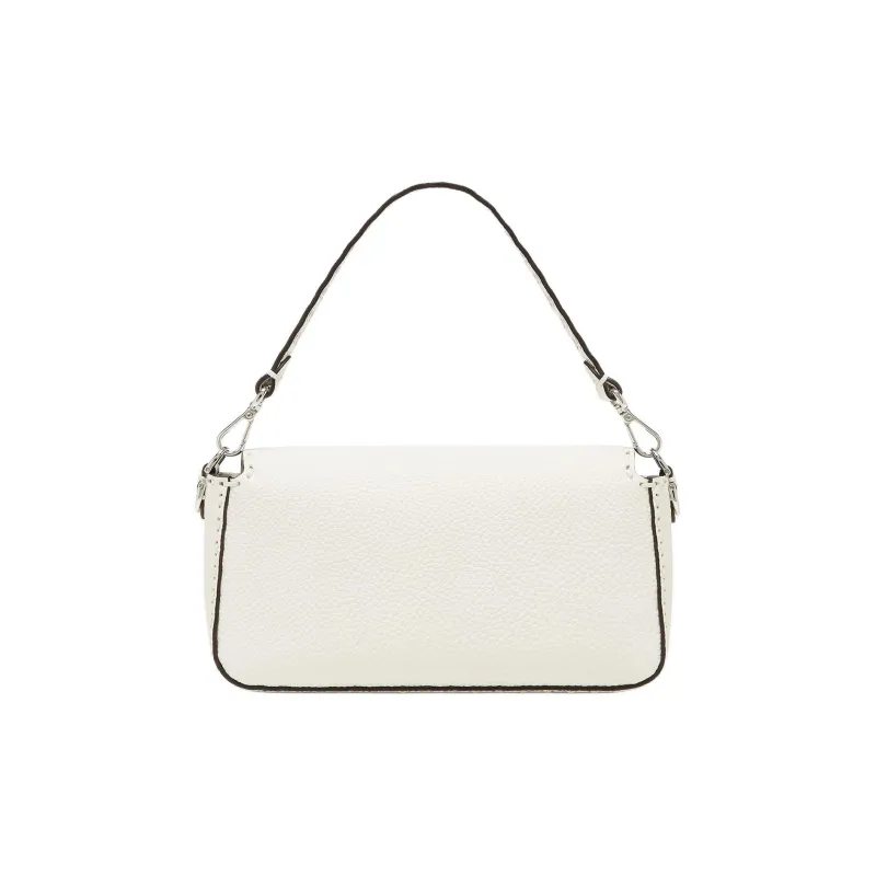 FENDI Baguette Calfskin Shoulder Bag Crossbody Bag Handbag Medium Size Women's White-2