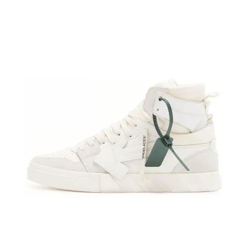 OFF-WHITE Vulcanized Skateboard Shoes Men High-Top White