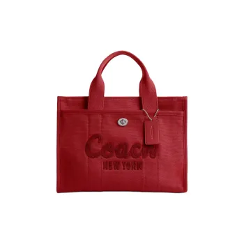 COACH Cargo Fabric Tote Shopping Bag, Canvas Shoulder Bag, Crossbody Bag, Handbag Large Size Women's Red