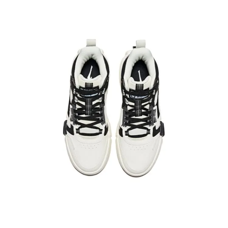 Erke Unparalleled Coverage Warm Anti Slip And Wear Resistant High Top Skateboard Shoes Men's White Black-2