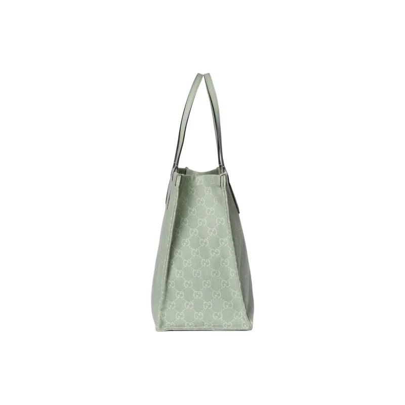GUCCI Ophidia Denim With Leather Binding Tote Bag, Shopping Bag, Handbag Tubas Women's Light Green-3