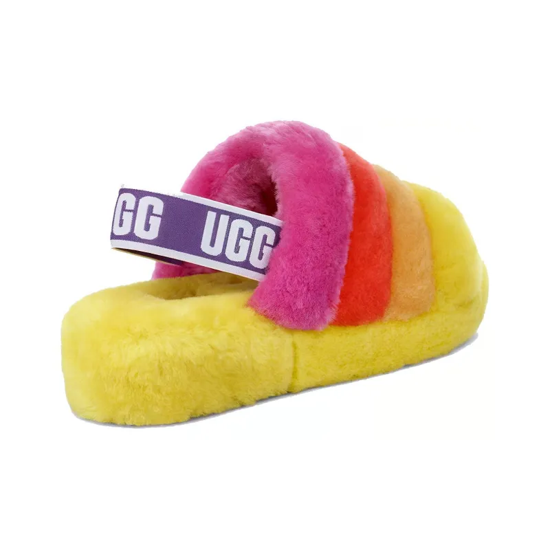 UGG Pride Fluff Yeah Slide Stylish Sandals Men's Yellow-2
