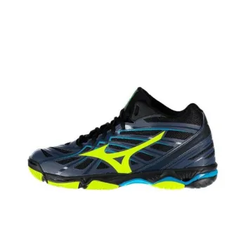 Mizuno Wave Hurricane 3 Mid Heren Anti-Slip Wear-Resistant Mid-Top Training Shoes Men's Black Blue Yellow
