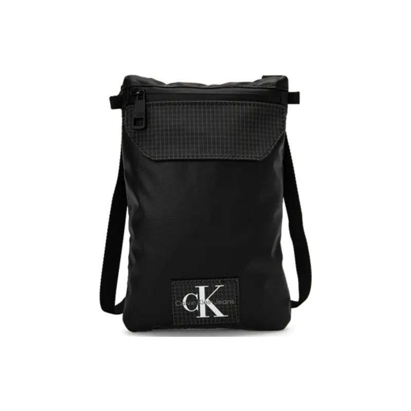 CALVIN KLEIN Fabric One Shoulder Crossbody Cell Phone Pouch Men's Black-0