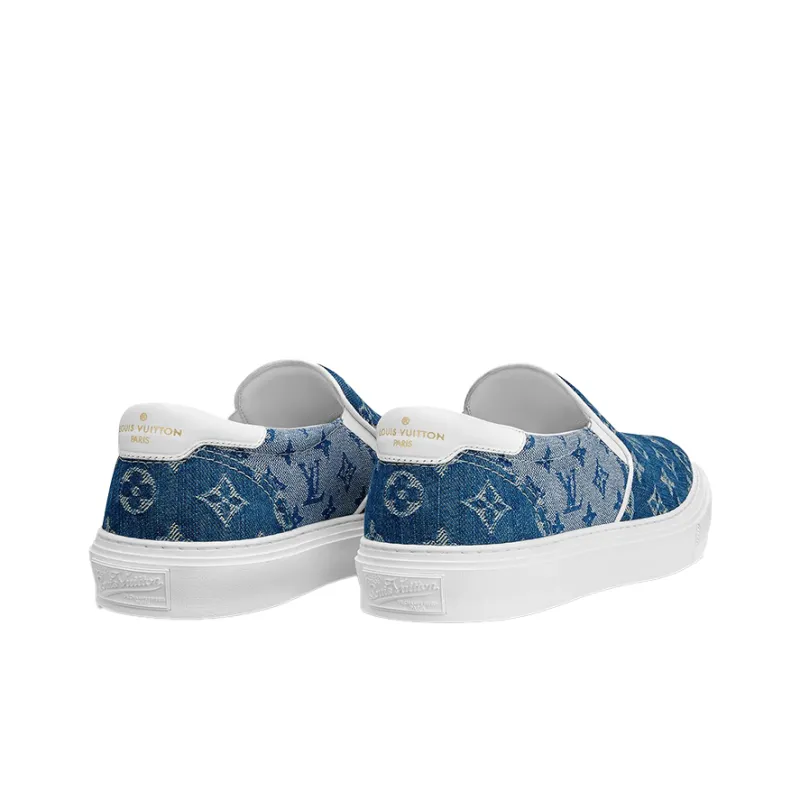 LOUIS VUITTON Trocadero Low Top Stylish Skateboarding Shoes Men's Blue White-3