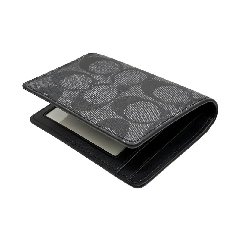 COACH Monogram Id Wallet Men Charcoal/Black-3