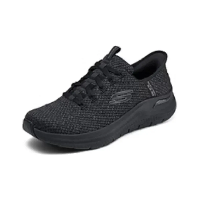 Skechers Cushioning Anti Slip And Wear Resistant Low Top Running Shoes Men's Black-2
