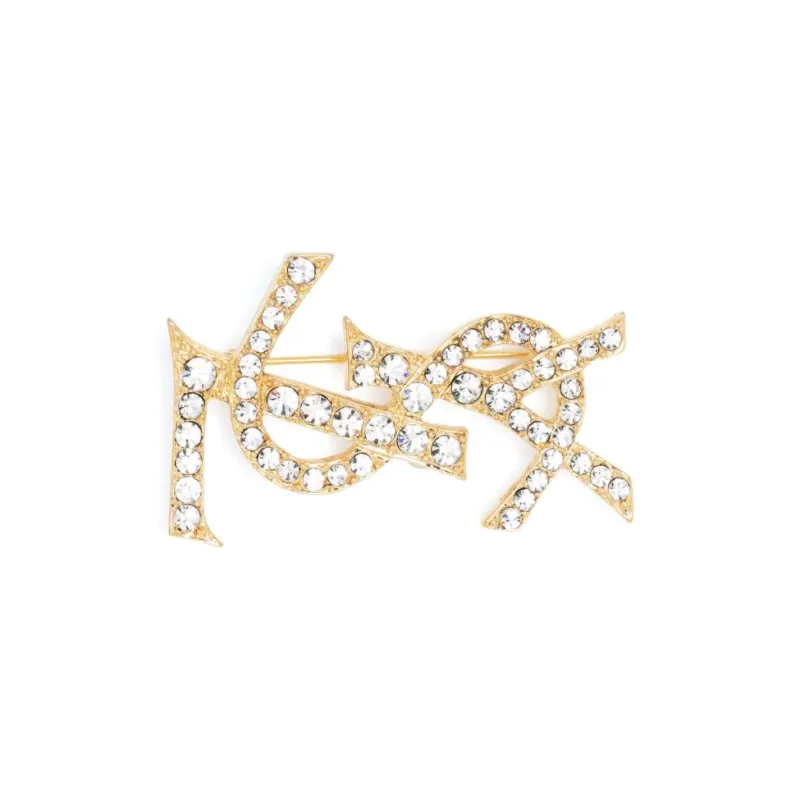 SAINT LAURENT Ysl Rhinestone embellished Brooch-1