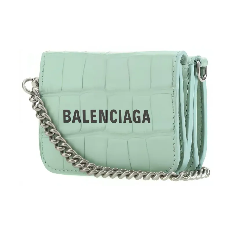 Balenciaga Calfskin Wallet Crossbody Bag Shoulder Bag Women's Cyan-1