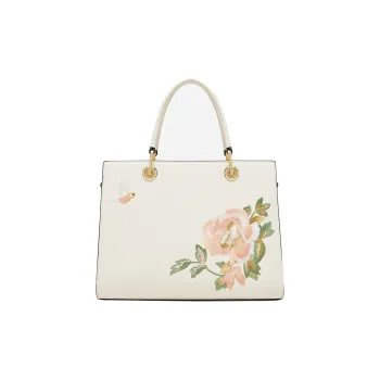 Geshiman Cow Split Leather Handbag Regular Women's White/Apricot/Pure White/Sky Blue