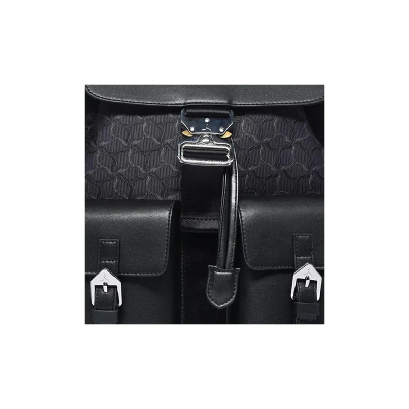 LI NING 1990 Fabric With Synthetic Leather Backpack Regular Unisex Black-3