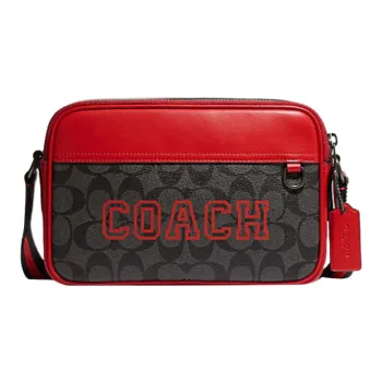 COACH Graham Canvas With Leather Shoulder Bag, Crossbody Bag Medium Size Men's Red