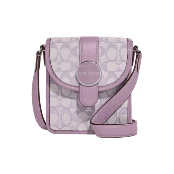 COACH Lonnie Fabric Cow Leather Patchwork Small Square Bag Shoulder Bag Crossbody Bag Small Size Women's Purple Lilac