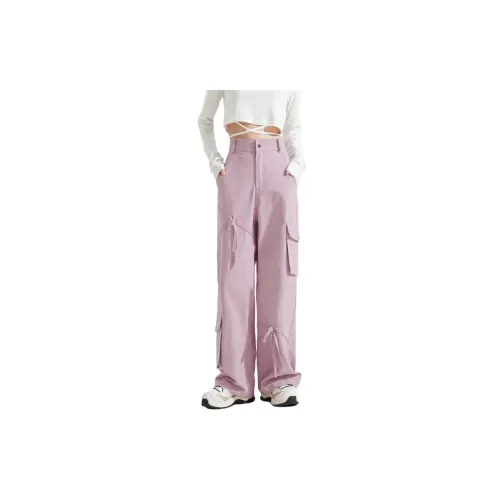 Tonlion Cargo Pants Women's Gray Pink