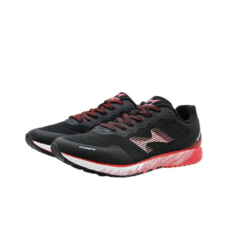 HEALTH Cushioning Breathable Low Top Running Shoes Unisex Black Red-2