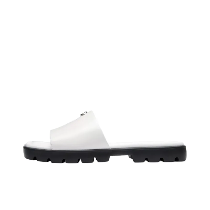 COACH Slide Slippers 0.5cm Women's White-0