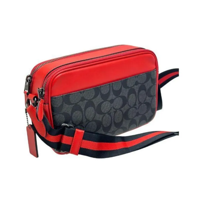 COACH Graham Canvas With Leather Shoulder Bag, Crossbody Bag Medium Size Men's Red-5