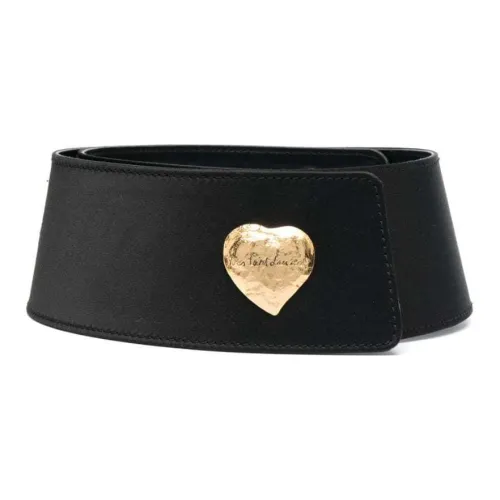 SAINT LAURENT Heart-Shaped Signboard Leather Belts Women's Black