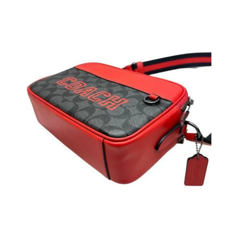 COACH Graham Canvas With Leather Shoulder Bag, Crossbody Bag Medium Size Men's Red-4