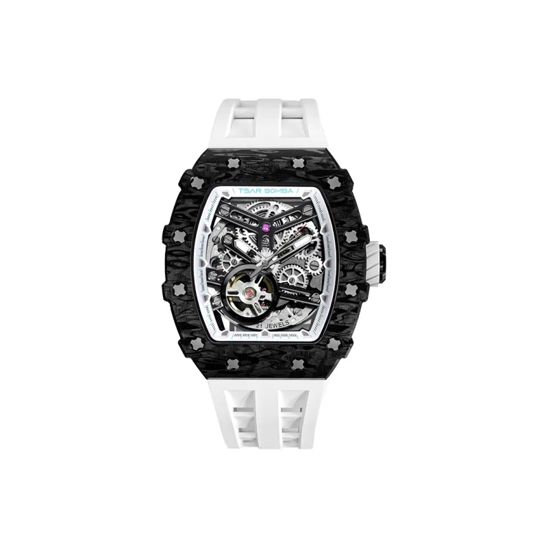 TSAR BOMBA Automatic Mechanical Movement Silicone Strap Watch Men's Watches Black Dial-8
