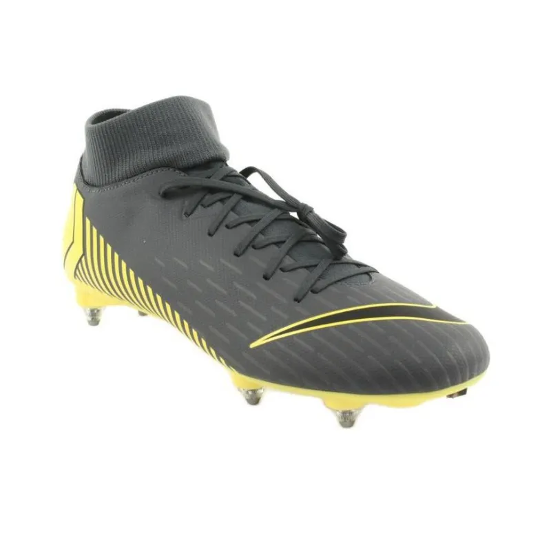 Nike Mercurial Superfly 6 Soccer Shoes Men Mid-Top Gray/Yellow-2