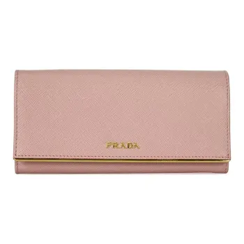PRADA Leather Card Holder Wallet Women's Pink