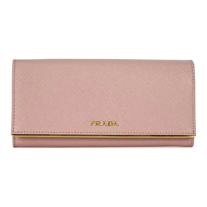 PRADA Leather Card Holder Wallet Women's Pink-0