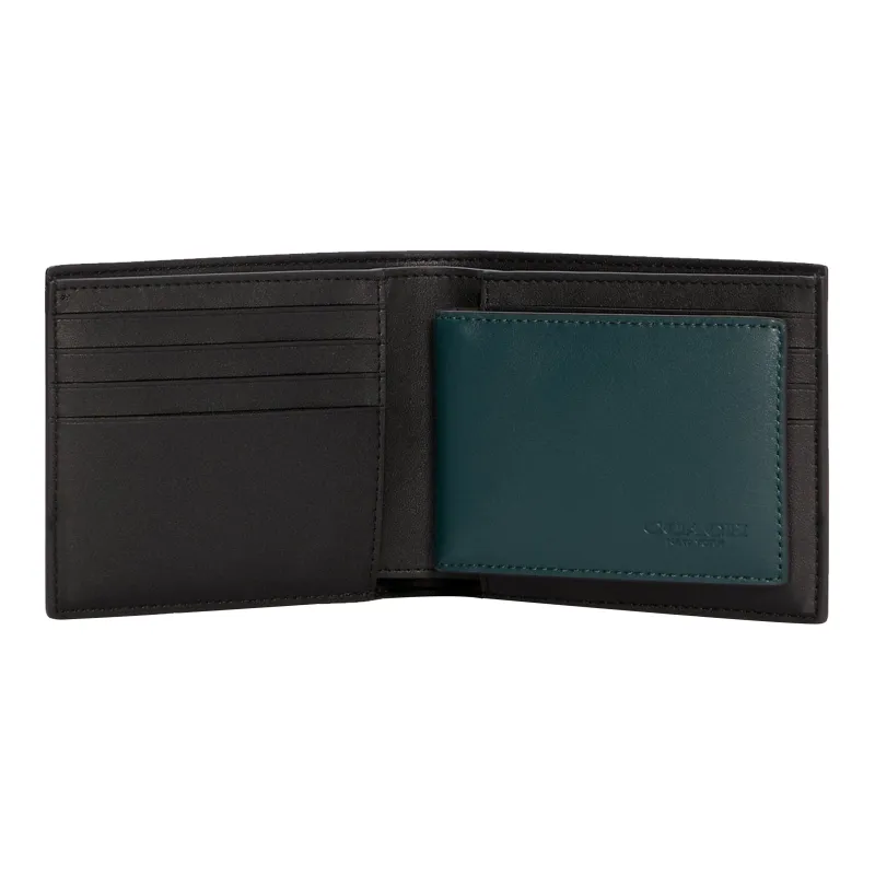 COACH 3 IN 1 Wallet Cow Leather Canvas Card Holder Wallet Men's Black/Jasper-2