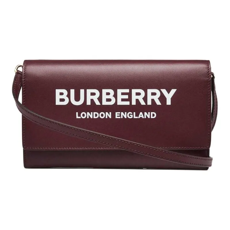 Burberry Printed Logo Leather Crossbody Bag Women's Mahogany Red-1