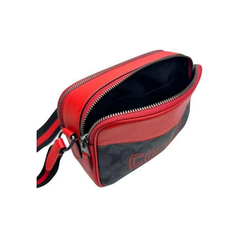 COACH Graham Canvas With Leather Shoulder Bag, Crossbody Bag Medium Size Men's Red-3