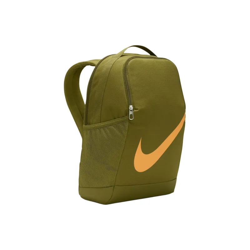 Nike Brasilia Polyester Backpack Unisex Olive Bright Orange-1